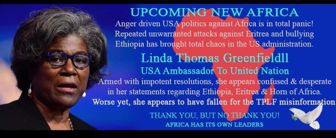 Erilove_'s tweet photo. nfantile #USA policies on #Africa N impotent 
•esolutions failed! Bullying #Africa, #Eritrea N 
#Ethiopia resulted in Z loss of #HornOfAfrica for Z 
#USA. @RussiaUN N @Chinamission2un chuckled! 
@LindaT_G desperate! #EritreaPrevails 
#EthiopiaPrevails #BlackLivesMatter @USUN @UN https://t.co/pokfuTRW9X