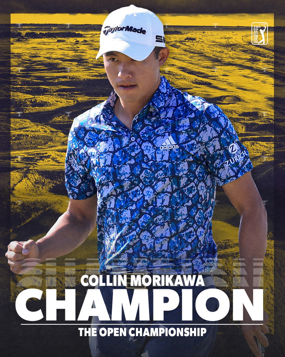 PGATOUR's tweet image. The Champion Golfer of the Year 🏆 

@Collin_Morikawa wins The Open in his debut.