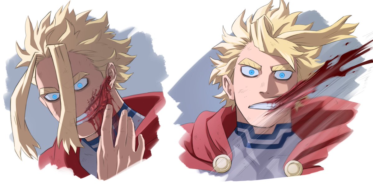 ❗️CW: injury, blood❗️
An universe in which All Might's permanent smile is due to scarring, and because of it he abandons the idea of being a symbol 