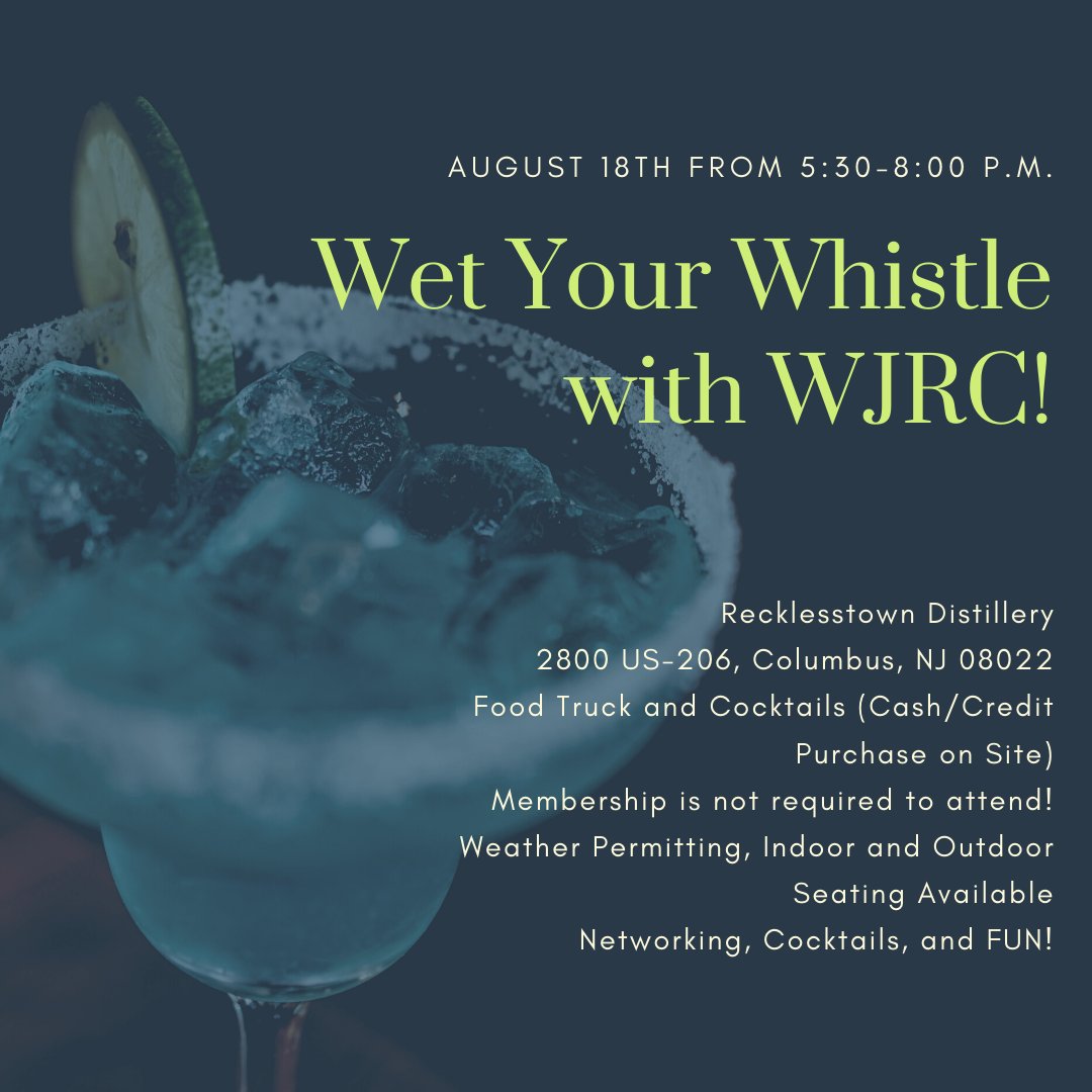 Come have some fun with WJRC! Latin Bites is going to be our food truck and Recklesstown Distillery has great cocktails! @MsSibelSiglam @MsKaylaBianco <a href="/MelissaAGleason/">Melissa Gleason</a>  <a href="/D_eck22/">Donnamarie</a> @ChelseaCollins <a href="/drmarkpearcy/">Mark Pearcy</a> <a href="/clovid01/">Dr. Donna Clovis</a> <a href="/HeatherWaz321/">Heather</a> <a href="/Ms_Dana_Wilson/">Dana Wilson</a> RSVP: forms.gle/bVdhbV43qM9zrw…
