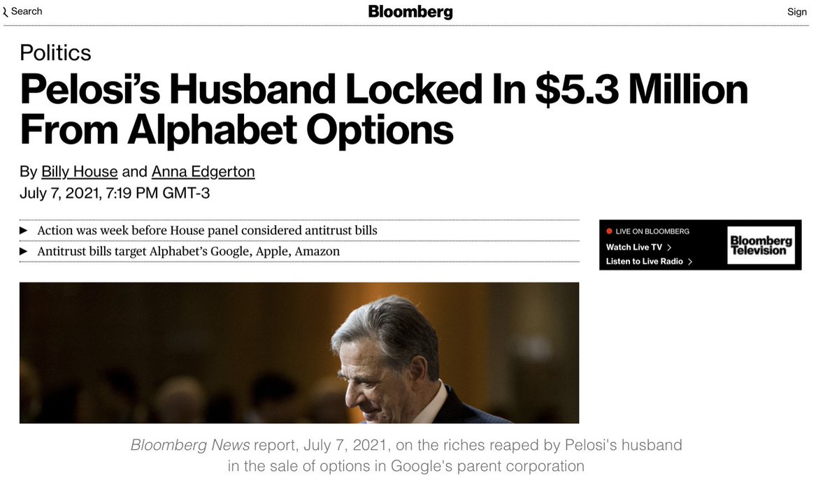 ggreenwald's tweet photo. If you think it's fine and normal that the Speaker of the House's personal wealth tripled to $115 million ever since financial disclosures were required (2004), that's fine, but the issue is how that money was made. It was from companies directly affected by her actions: https://t.co/obbGGENHFh
