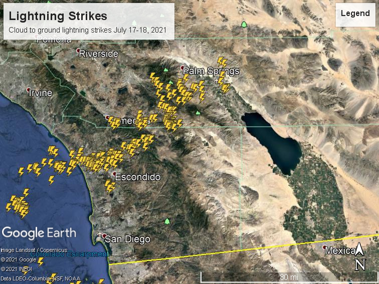 Nws San Diego On Twitter See Some Lightning Overnight There Were 192 Total Cloud To Ground Lightning Strikes Detected Last Night Over San Diego And Riverside Counties There Were 95 Strikes