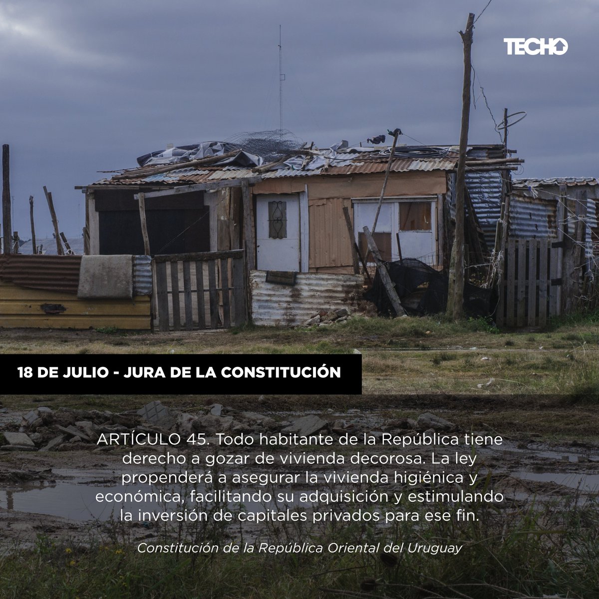 👉🏻Este articulo interpela la existencia de asentamientos en nuestro país. Es prioridad el abordaje de la emergencia habitacional en la que se encuentran viviendo miles de personas en los asentamientos de Uruguay.

#18deJulio
#JuradelaConstitución