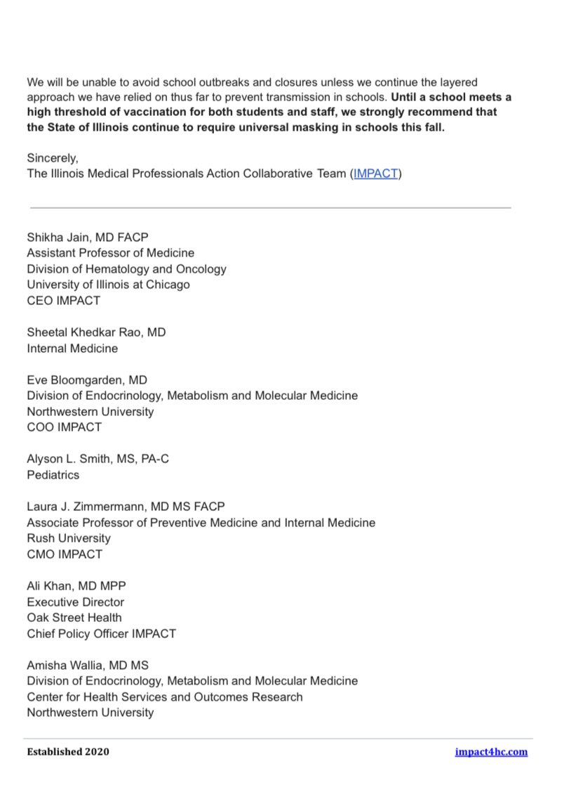 IMPACT4HC's tweet photo. We applaud @CDCgov @IDPH emphasis on in-person learning. But we must use ALL strategies to keep #schools open.

Given #DeltaVariant, @IMPACT4HC and >200 HCW call for #universalmasking in schools until high #vaccination in students + staff.

FULL STATEMENT: https://t.co/fMxCty2cUM https://t.co/NOmGHhXi3j
