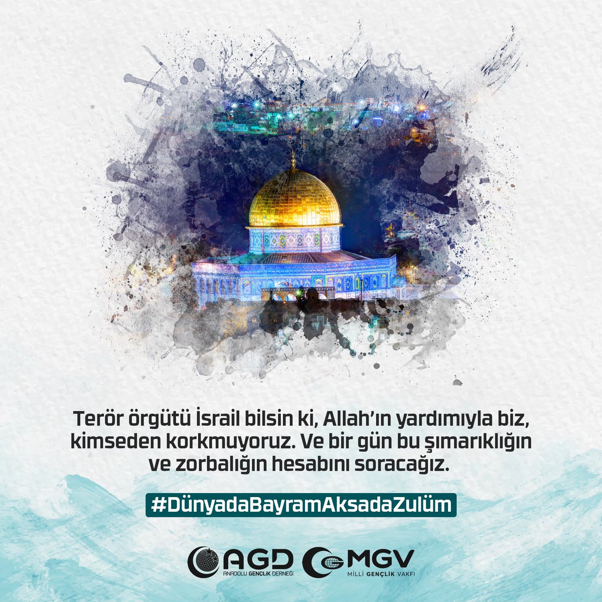 Terör örgütü İsrail bilsin ki, Allah’ın yardımıyla biz, kimseden korkmuyoruz. Ve bir gün bu şımarıklığın ve zorbalığın hesabını soracağız.

#DünyadaBayramAksadaZulüm