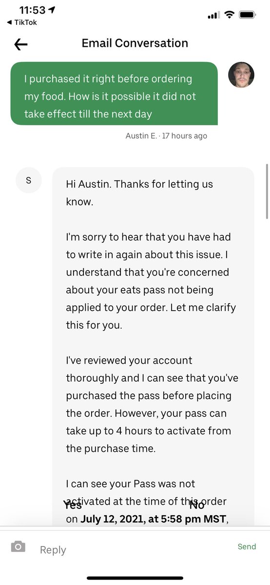 MessedUpVeteran's tweet photo. So funny things happened. I’ve been going back and forth with @UberEats customer service about having to pay for delivery with eat pass. 
Pretty pissed off their last email sent to me was blaming me for my food being messed up or missing. Check it out! https://t.co/3mCi88I127