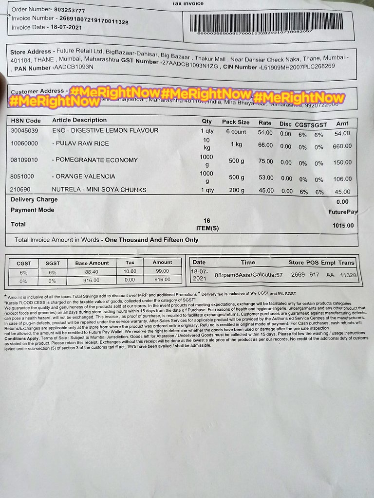 rohitdayal's tweet photo. @BigBazaar I ordered for ₹1050/- and I didn't received free 1kg sugar. I raised the complaint regarding the same to the customer care and I was ensured resolving it today with 4 hrs(i.e by 6pm).
Haven't received anything yet. 
Why always problem with Big Bazaar? https://t.co/RHNc4fWsQJ