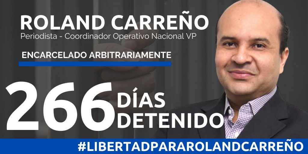 infocracia's tweet photo. #18Jul El periodista venezolano y Coordinador Operativo Nacional de Voluntad Popular, Roland Carreño @rolandcarreno cumple 266 días detenido arbitrariamente. 
 
Exigimos su liberación #LibertadParaRolandCarreño https://t.co/OwFGLquzha