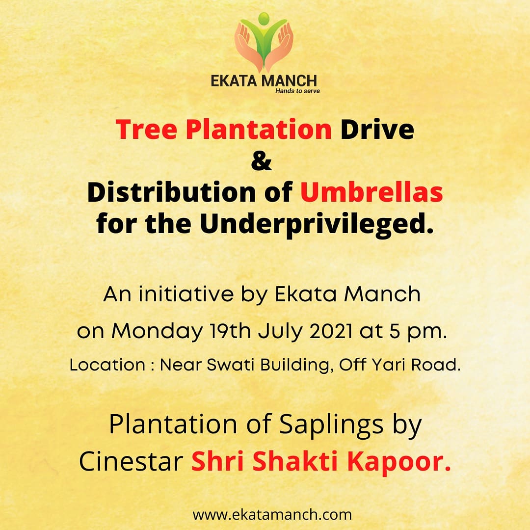 Tree Plantation Drive & Distribution of Umbrellas For the Underprivileged By Ekata Manch. Plantation of Sapling by Cinestar Shakti Kapoor #ekatamanch #handstoserve #shaktikapoor #umberella #treeplanting #treeplantation