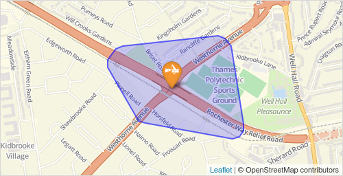 JambusterLondon's tweet photo. A2 Rochester Way Relief Road (SE9) (Northbound) at the junction of Westhorne Avenue - Lane one of two is blocked on the flyover towards London. Traffic is slow on approach. #LondonTraffic https://t.co/wCzWRruE8e