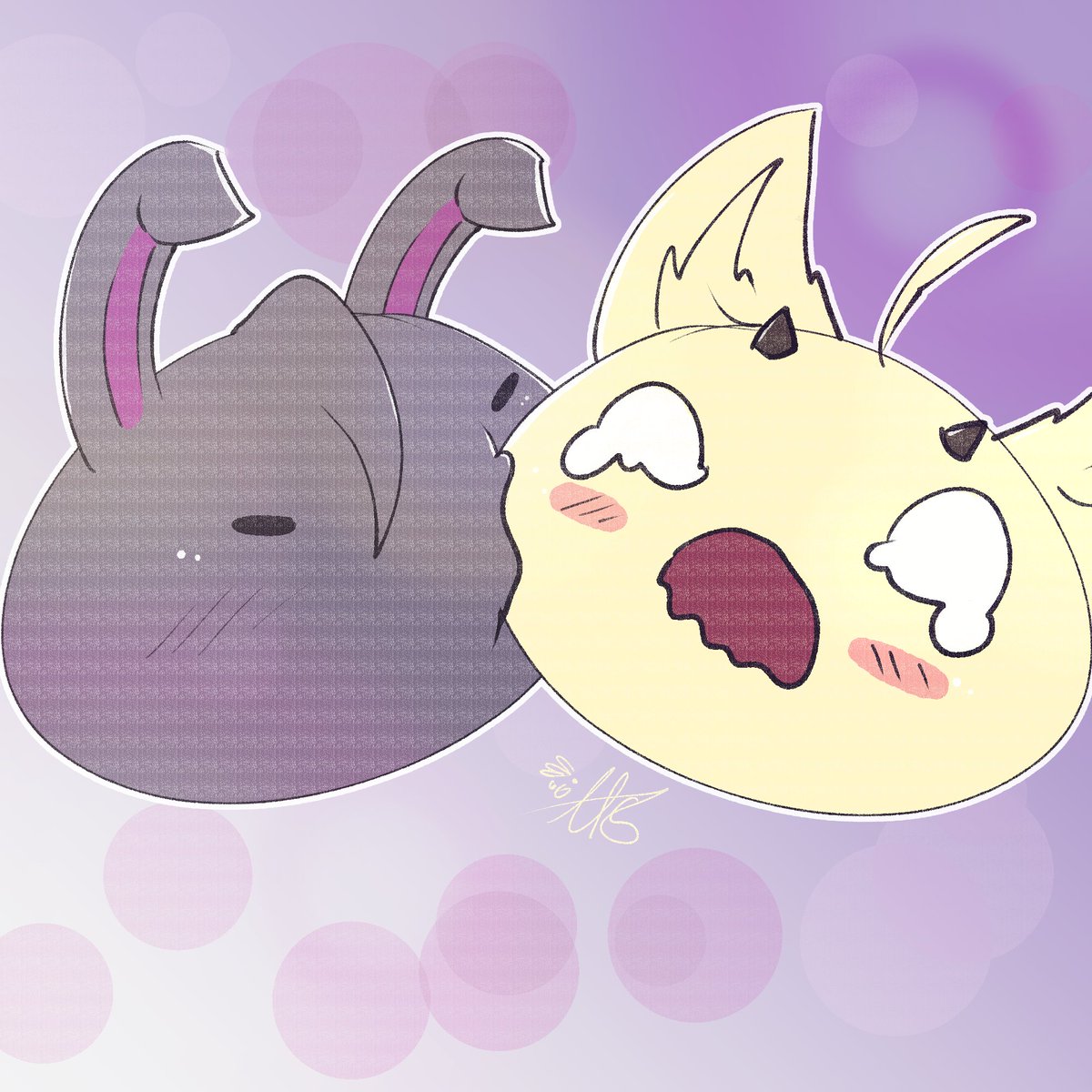 Inchen118's tweet photo. #inyu 🖤💛🐰🐱
( @TemaiArts und ich als kleine Klöpse owo) https://t.co/18KyPclZP2