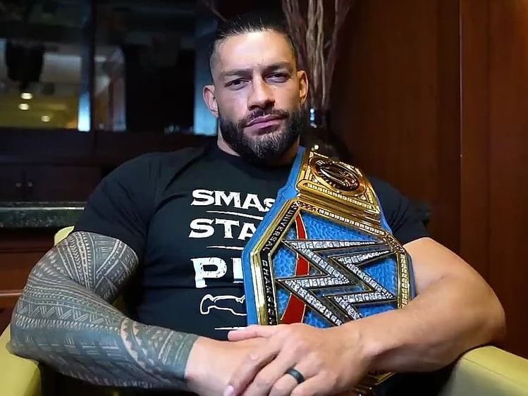 SJB479's tweet photo. Oh yeah who wants to see a replay of this. The @WWE #Bloodline matters! @WWEUsos are on point they defend family. They don’t put chair parts in mouths pathetic! We the #1 #RomanEmpire ❤️ our #TribalChief all the cry’s for Heel Roman you got him! #ReignsvsEdge #MITB  #AndStill 🙏 https://t.co/7zFyG4ZOYd