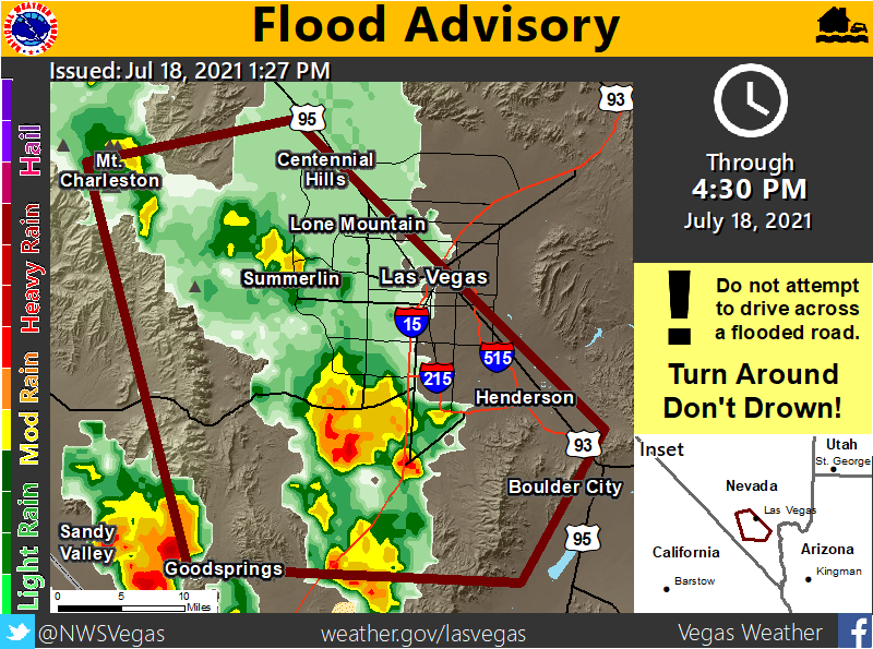 NWS Las Vegas on Twitter "⚠️FLOOD ADVISORY till 430PM 📍 South