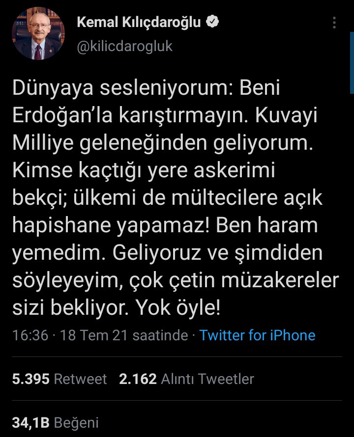 Bir kez bile iktidar yüzü görememiş Chp başkanı ; “ Beni Erdoğan’la karıştırmayın demiş. 
İstesekte bunu yapamayız 😀