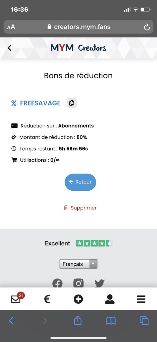 savage068's tweet photo. https://t.co/a3BoIpvEjD MYM A 1€ pendant quelques heures , abonne toi et inscrit le code « FREESAVAGE » https://t.co/hsYSypbREM