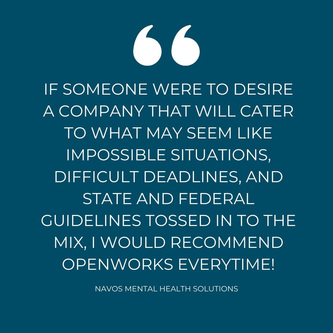 OpenWorksAZ's tweet image. Thank you Navos Mental Health Solutions for such an amazing testimonial! 

Learn more about what we can offer your business and to view more success stories click here: openworksweb.com/resources/cust…

#testimonial #grateful #commercialcleaning #covid19 #pandemic #health #openworks