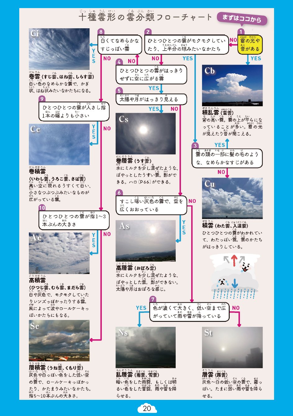 荒木健太郎 雲の自由研究ガイド作りました 雲研究での疑問や仮説の考え方 観察のポイント 研究例や印刷して使える観察シート等を盛り込んでいます 雲分類のためのフローチャートや各分類の写真も多く掲載しています すごすぎる 天気の図鑑 特典で