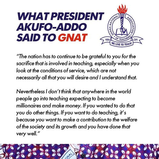 AfricaToday25's tweet photo. This was the beautiful message from our able PRESIDENT @NAkufoAddo to our hard-working teachers that am proud of. Once again NDC's twisted the good speech of the president into a bad one.
#SayNoToJM
#SayNoToND https://t.co/ZPQAeTQmAX