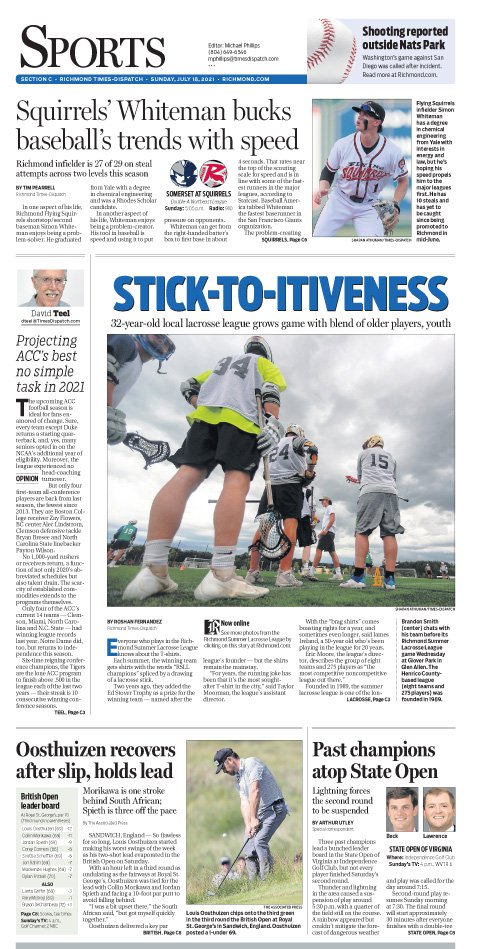 cwilinric's tweet photo. July 18 @RTDSports featuring #RichmondSummerLacrosseLeague, plus @GoSquirrels @ACCFootball #BritishOpen @VSGA1904 more Stories by @Roshan_f16 @timpearrelltd @ByDavidTeel #ArthurUtley @YoMcElroy @APSE_sportmedia Online: https://t.co/68BxHsLW63 #ReadLocal https://t.co/zezlNDZlJY