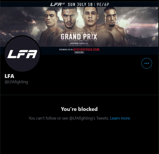 ZeesMMA's tweet photo. @devinedavid88 @LFAfighting I mean blocked on twitter. Makes no sense, I'm a fan looking to consume more of their content... Never said anything bad about the promotion, in fact was hyping up #LFA111 because I was stoked to watch it. https://t.co/M53PfFuUwx