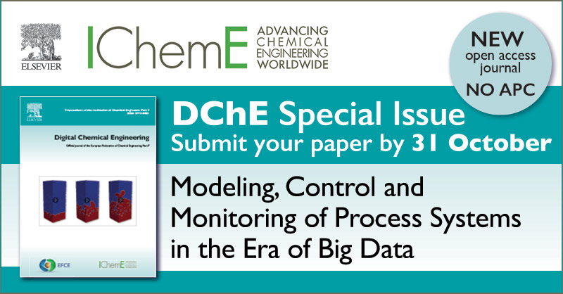 <a href="/DChEJournal/">Digital Chemical Engineering</a> seeks contributions for special issue on methodologies, theories and practical developments related to process modeling, control and monitoring, taking advantage of available big data. No APC! <a href="/IChemE/">IChemE</a> spkl.io/601443bzp