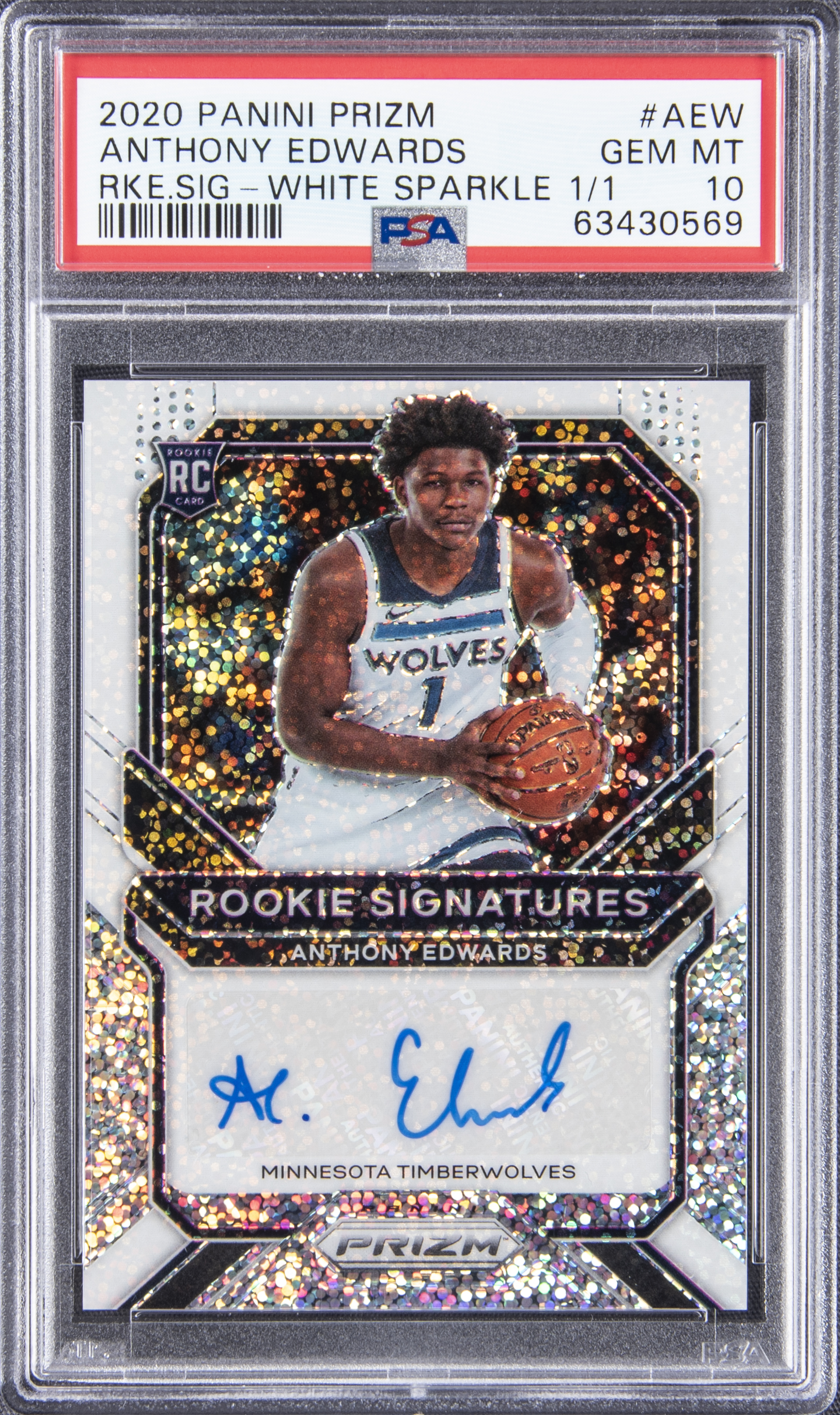 Goldin pe Twitter: „Anthony Edwards White Sparkle Prizm 1 of 1