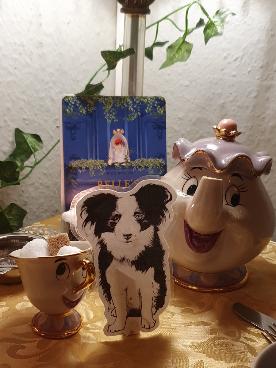 LisaAwks's tweet photo. It's been awhile since #flatbernie has been out. Here he is with Mrs Potts &amp; Chip at a Beauty &amp; The Beast themed afternoon tea. 🫖🍰🇬🇧

@flatbernieadvnt 
@KatBarrell https://t.co/Ctf53AOtnZ