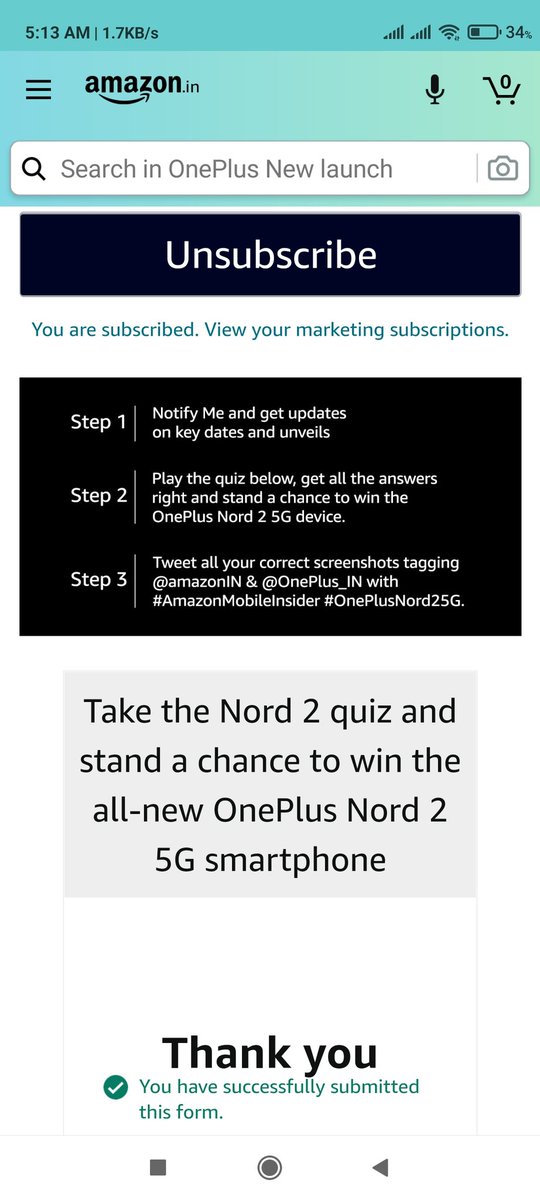 Correct answers 
<a href="/amazonIN/">Amazon India</a> &amp; <a href="/OnePlus_IN/">OnePlus India</a> 
#AmazonMobileInsider #OnePlusNord25G.