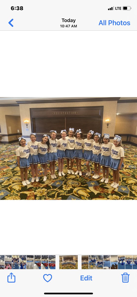 HildeCheer's tweet photo. Day 2 of camp! 2 blue ribbons- technical excellence award- 3 AA nominations-2 spirit sticks! @HildebrandtKISD #HildeHasHeart #proudcoaches https://t.co/xUcBvQxiGf