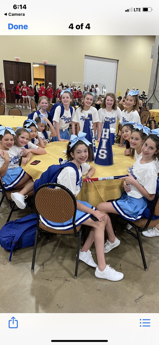 HildeCheer's tweet photo. Day 2 of camp! 2 blue ribbons- technical excellence award- 3 AA nominations-2 spirit sticks! @HildebrandtKISD #HildeHasHeart #proudcoaches https://t.co/xUcBvQxiGf