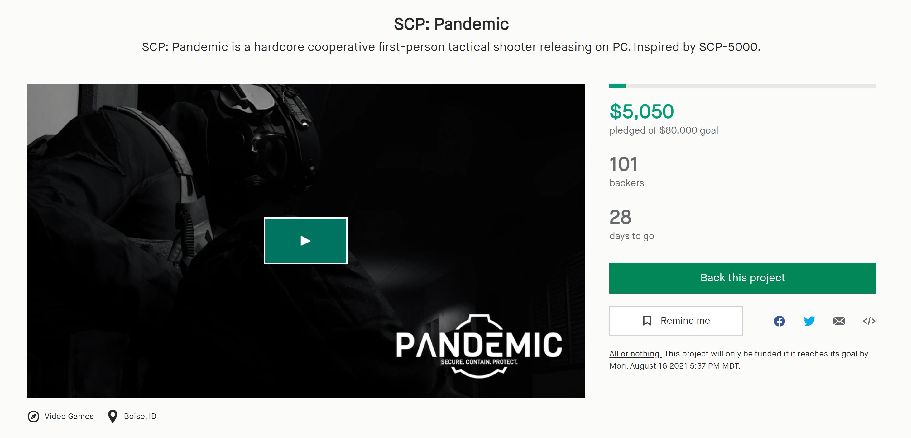 SCP: Pandemic by Aden Stewart — Kickstarter