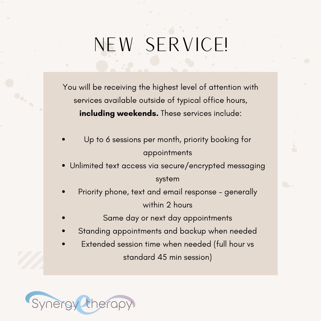 Now offering a BRAND new service. 
Concierge and VIP counseling. 
Meant for those desiring to bypass insurance. There are VERY limited spots available, and so many benefits to this service.
#coloradotherapist #georgiatherapist #Floridatherapist #VIPcounseling #highendtherapy