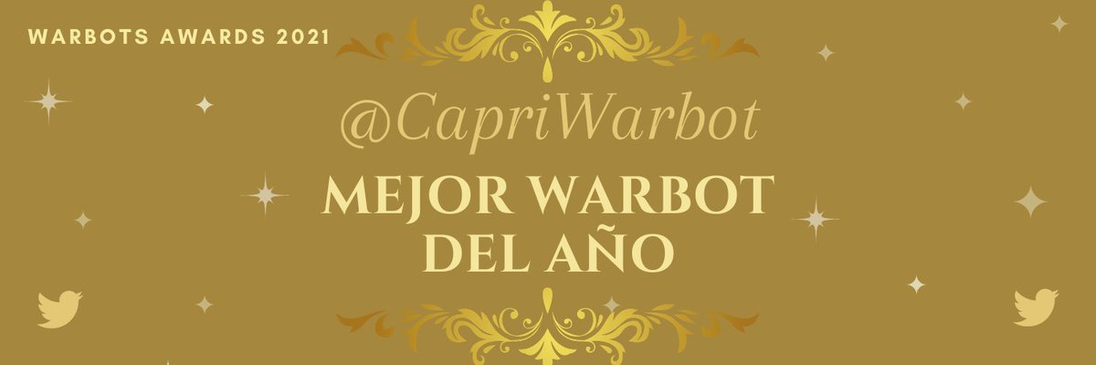 WarbotsAwards's tweet photo. El warbot ganador de la categoría MEJOR WARBOT DEL AÑO es..........

🏆@CapriWarbot🏆
MUCHAS FELICIDADES!!!!!!! https://t.co/4jCH078wJz