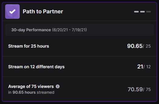 Metalfear4's tweet photo. Oh shit... its at 70.59/75... *panic*

So I am kinda close to applying for Twitch partner! Any support/lurk/making a joke at my expense is very much appreciated to try and hit the magic 75! 

Thank you for all of the support you amazing people! 

#TwitchPartner https://t.co/Vjoke4qgHv