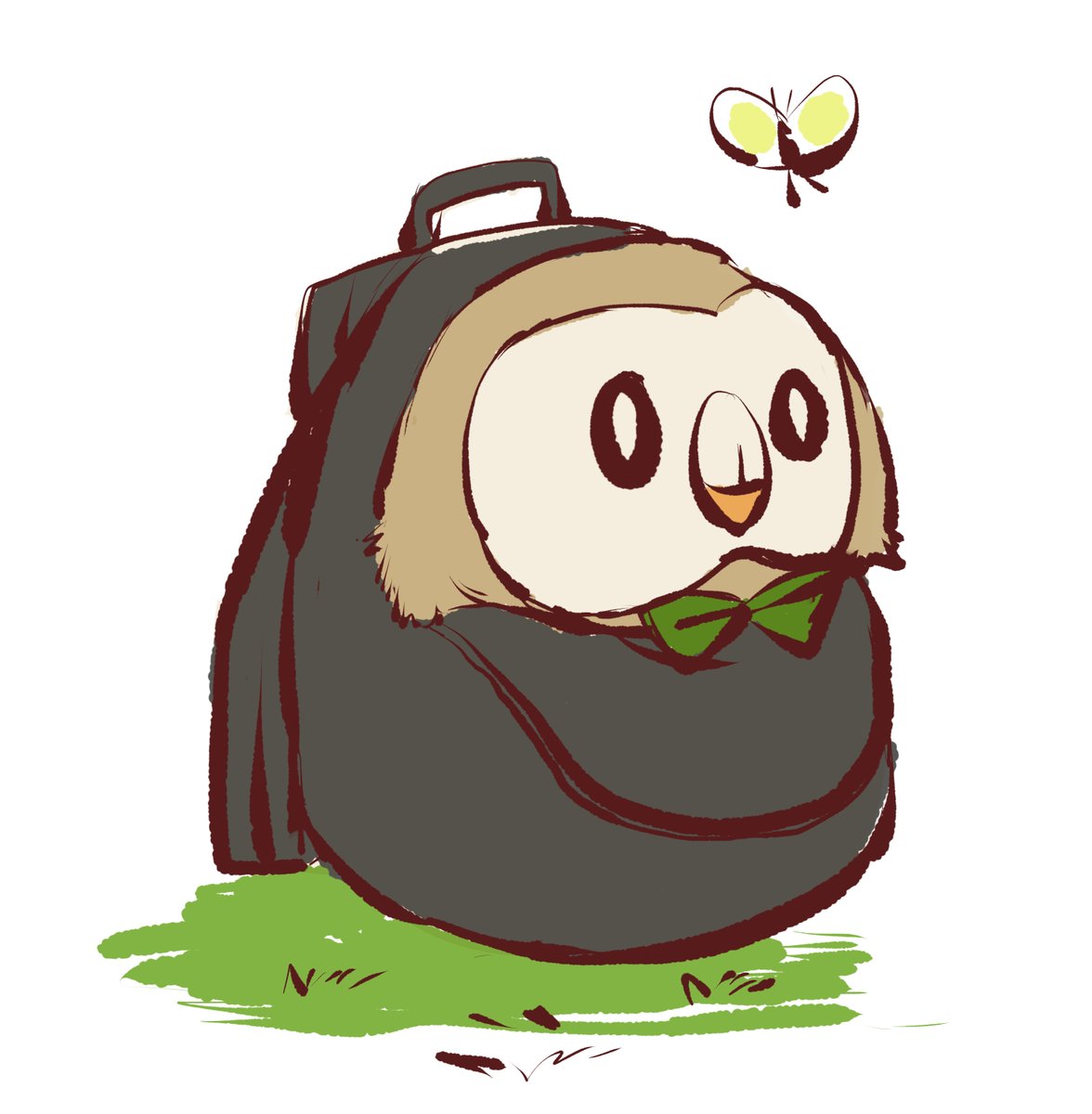 rowlet no humans pokemon (creature) bird bag bug white background owl  illustration images