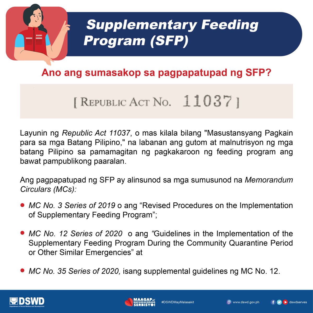 dswdserves's tweet photo. Ang Supplementary Feeding Program (SFP) ay parte ng kontribusyon ng Department of Social Welfare and Development (DSWD) sa Early Childhood Care and Development (ECCD) Program ng gobyerno.
Basahin ang infographics sa ibaba ang iba pang detalye!
#DSWDMayMalasakit
#DSWDSFP
1/3 https://t.co/JvzMvJ2mGj