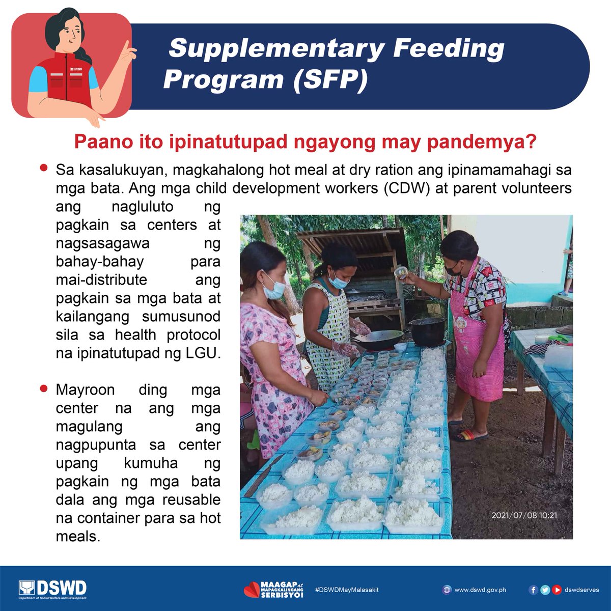 dswdserves's tweet photo. Ang Supplementary Feeding Program (SFP) ay parte ng kontribusyon ng Department of Social Welfare and Development (DSWD) sa Early Childhood Care and Development (ECCD) Program ng gobyerno.
Basahin ang infographics sa ibaba ang iba pang detalye!
#DSWDMayMalasakit
#DSWDSFP
3/3 https://t.co/j5VowshKmb