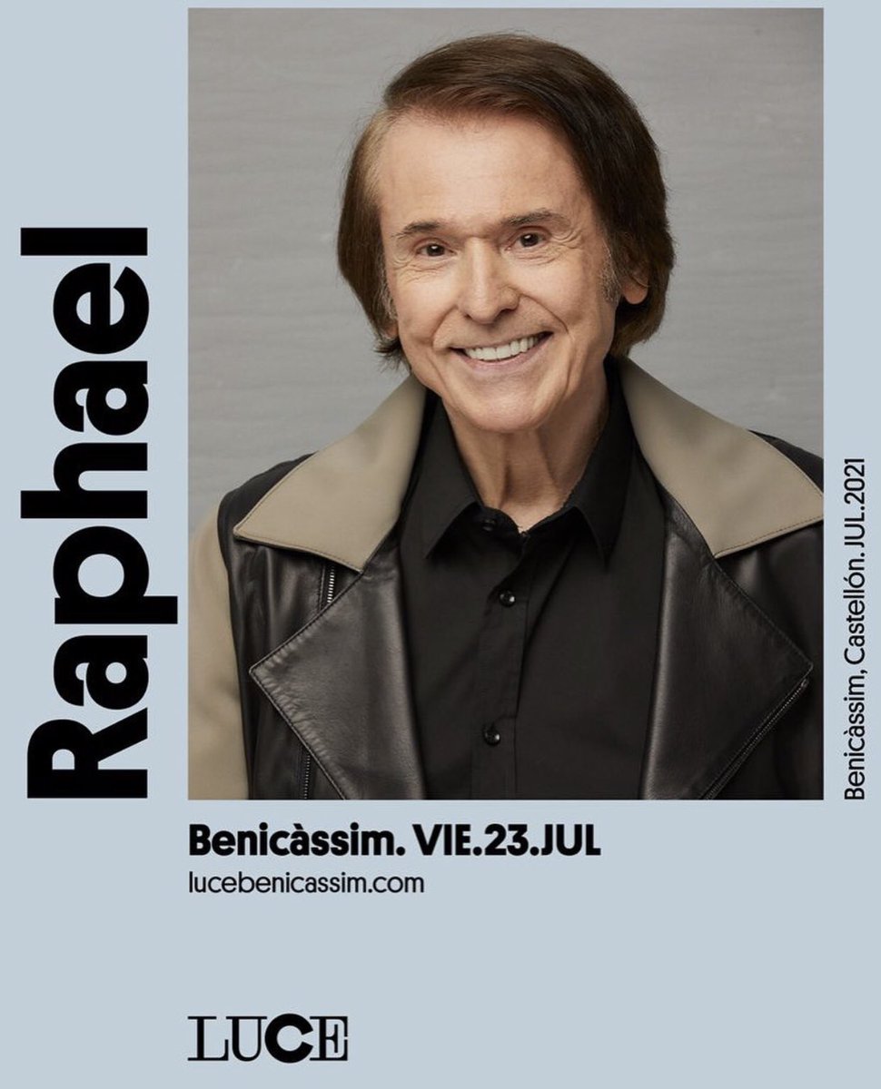 raphaelnet_com's tweet photo. Este viernes 23/7, @RAPHAELartista llega al @lucebenicassim con su #Tour60! Entradas disponibles aquí: https://t.co/pZvDpLnyKA https://t.co/JL3erUHD94