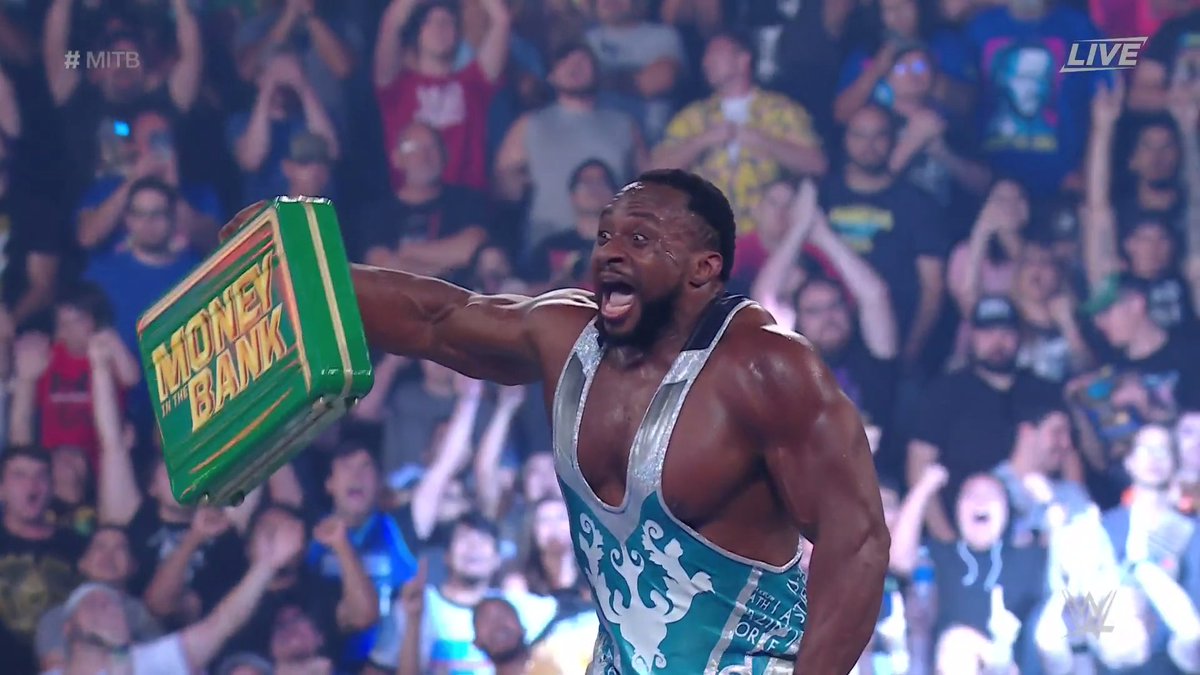 WWE's tweet photo. BELIEVE IN THE POWER OF POSITIVITY.

@WWEBigE is MR. MONEY IN THE BANK! #MITB https://t.co/CURawYlViZ