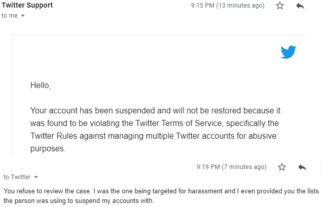 guy_blame's tweet photo. @TwitterSupport still supporting abusive accounts while banning their victims.
2nd picture is of the lists at the time.
3rd picture is of the people using the lists to ban accounts.
4th picture is of the abuse @Twitter hid and ignored as I was banned.
#abused #FeminismIsCancer https://t.co/euHUpNWdA1