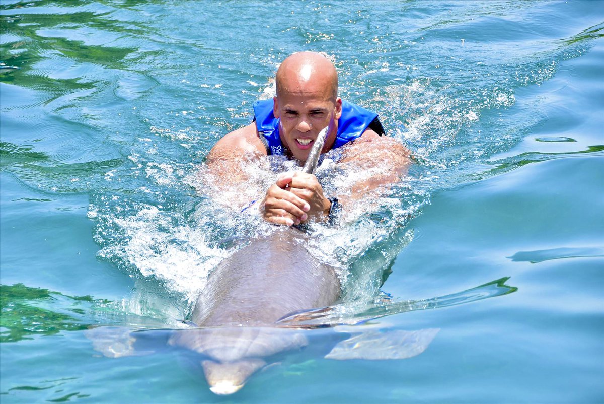bwrighteousfit's tweet photo. Rumor has it the dolphin took the next two days off. He was too sore to swim properly! #FinDayWorkout

 #dolphinriding #dolphins #xelha #xelhapark @XelHaPark #vacation https://t.co/gjybI5EncS