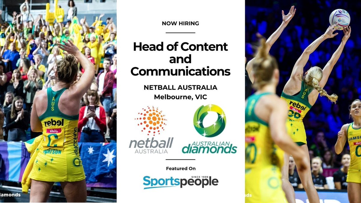 SportspeopleAU's tweet photo. [SPORTSLEADERS] Head of Content and Communications - Netball Australia. Full Time. Melbourne location. Closing 30 Jul 2021. Apply@ https://t.co/5y4vNxJVNI
(see more netball jobs: https://t.co/ccuZKePmnb) #sportspeople #sportjobs #NetballNation https://t.co/Y6eGIGdN8e
