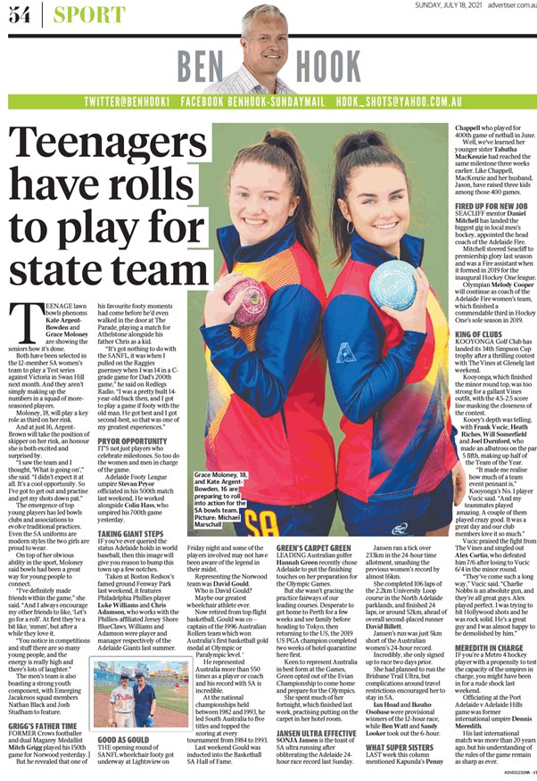 Great to see two of the up and coming stars of our sport featuring in yesterday's Sunday Mail 🗞📰
A big thank you to <a href="/benhook1/">Ben Hook</a> for the wonderful story about Kate Argent-Bowden and Grace Moloney's selection in key roles for our open women's state team 🎉🎉