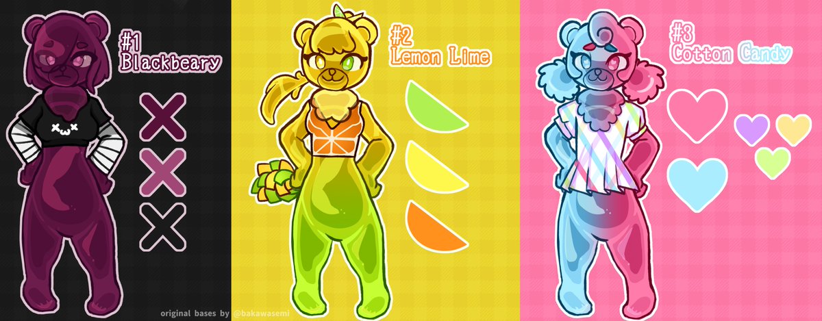 kimikeiki's tweet photo. 🐻 Gummi Bear Adoptables 🐻
Working on a Gummi creature species, lore down below! RT's and Shares are appreciated!

💸 $20 each or $50 for all three
🐻 Includes .png
✅ Can change gender or other small design changes
💰 Payment through PayPal only

#furry #adoptable #openadopt https://t.co/7GVklKaTXN