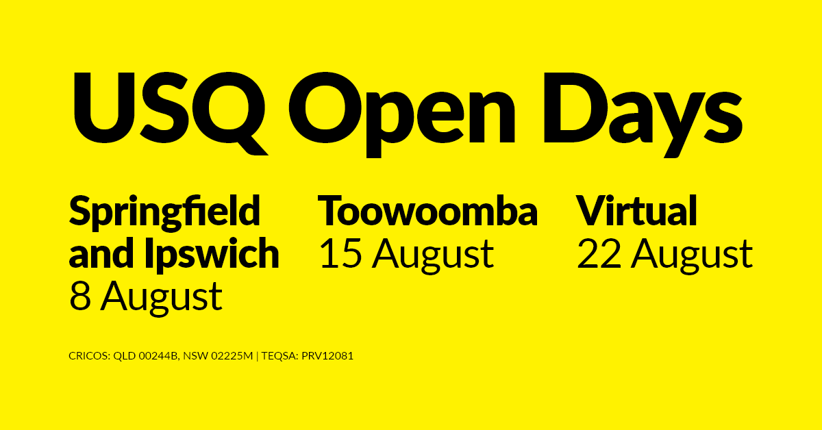 "The journey of a thousand miles begins with one step."

Choose your adventure at this year's #usqopenday 💛

Register now: usq.edu.au/open-day