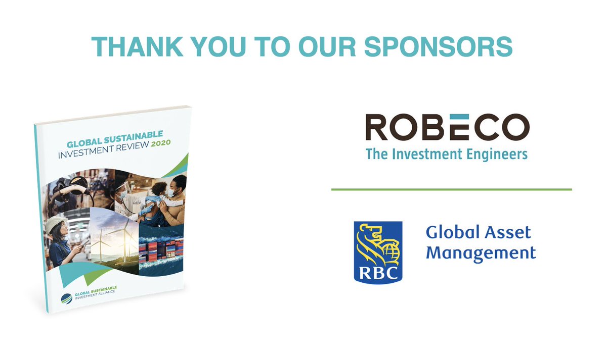 The Global Sustainable Investment Review 2020 released today is the fifth edition of this biennial report mapping the state of sustainable investment in the major financial markets globally. We'd like to thank @rbcgamnews and @Robeco for their support. gsi-alliance.org