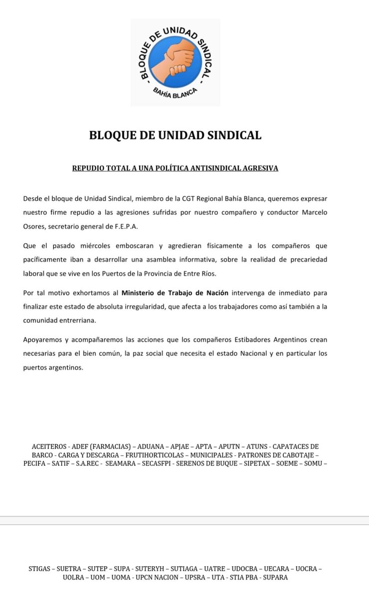 #COMUNICADO #BahiaBlanca