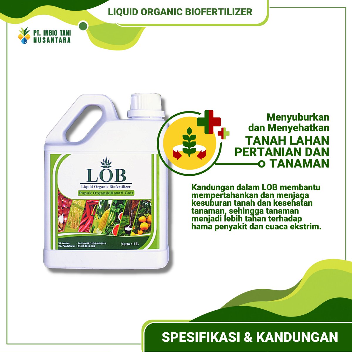 Official_ITN's tweet photo. Kenalan dulu yuk sama LOB (Liquid Organic Biofertilizer) 🌱😁
LOB itu Pupuk Hayati Cair yang banyak banget manfaatnya loh, one for all deh! Selain menyuburkan dan menyehatkan tanaman dan lahan pertanian, LOB juga tentu saja ramah lingkungan, karena WE ARE ORGANIK 🌱 https://t.co/mw6ZEIeGc8