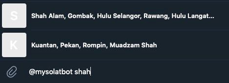 We've just fixed the inline query function in Telegram. It was broken since last week. Please report to us if anything is not working as expected.

Selamat Hari Raya Aidiladha. Stay at home, follow SOP.