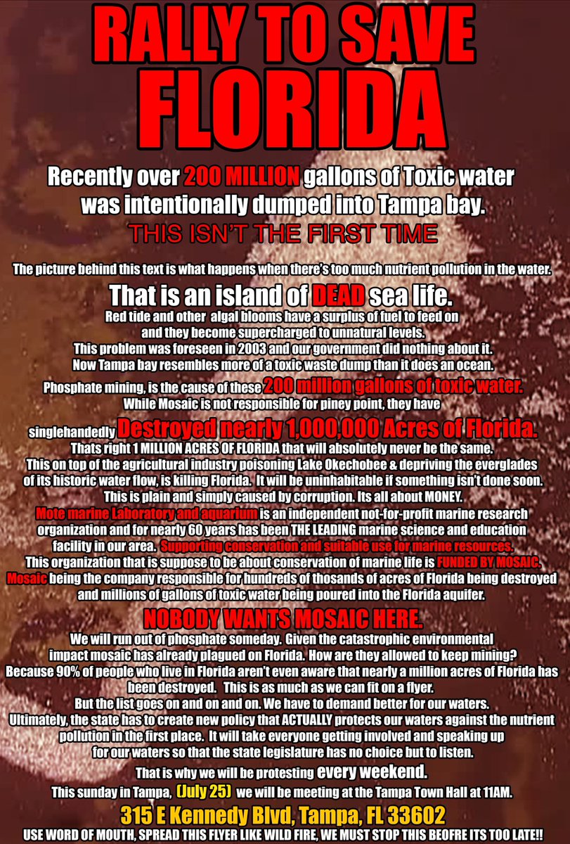 JoogSquad's tweet photo. If any tweet I have ever tweeted should go viral. It’s this one. I’ll be there Sunday to protest the horrible pollution going on in Florida. If you aren’t aware, do some research. This is bad. https://t.co/UB4zQGfQKA